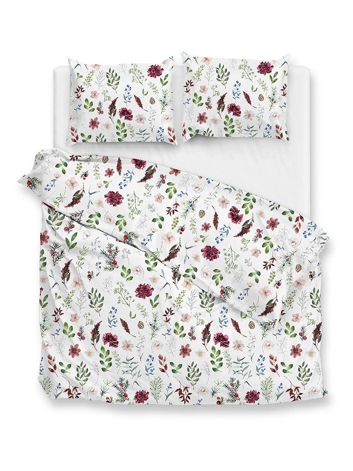 Zo!Home Komplet pościeli flanelowej "Celeste" w kolorze białym ze wzorem rozmiar: 140x220 cm