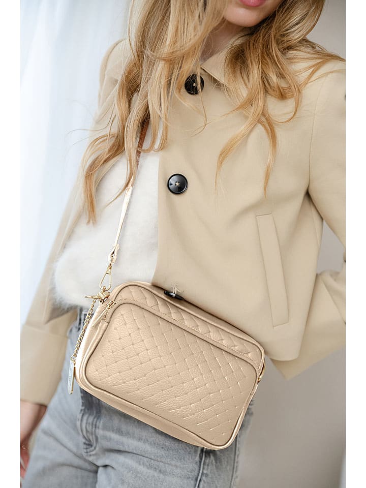 Anna Morellini Skórzana torebka "Colomba" w kolorze beżowym - 22 x 15 x 10 cm rozmiar: onesize