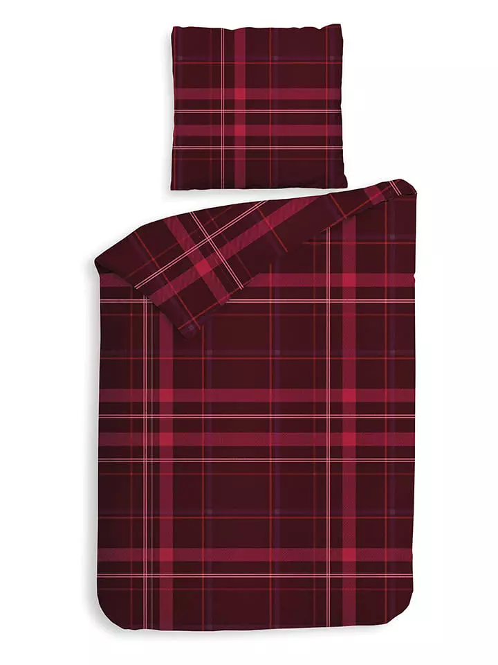 HNL Komplet pościeli flanelowej "Silvan" w kolorze czerwonym rozmiar: 155x220 cm