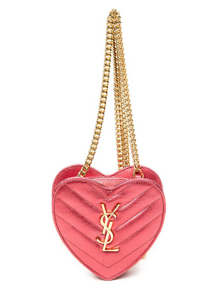 Yves Saint Laurent Skórzana torebka w kolorze różowym - 10 x 5 cm rozmiar: onesize