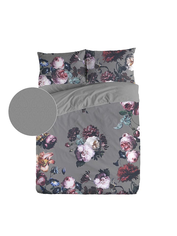 ethere Perkalowa poszwa "Mao" w kolorze szaro-jasnoróżowym na kołdrę rozmiar: 140x200 cm