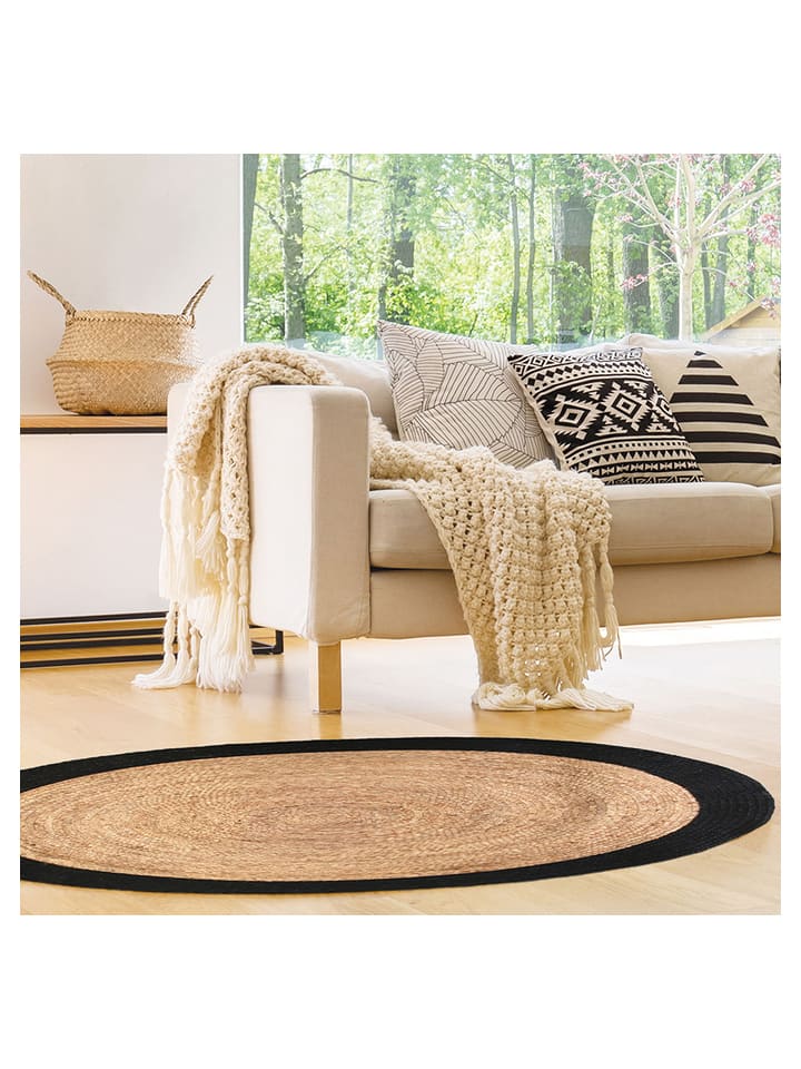 THE HOME DECO FACTORY Dywan w kolorze jasnobrązowym z juty - Ø 120 cm rozmiar: onesize