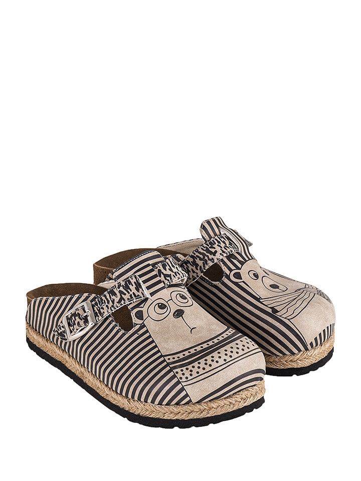 Streetfly Skórzane chodaki w kolorze brązowym ze wzorem rozmiar: 39