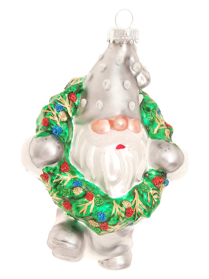 Krebs Glas Lauscha Ozdoba choinkowa w kolorze srebrno-zielonym - dł. 12 cm rozmiar: onesize