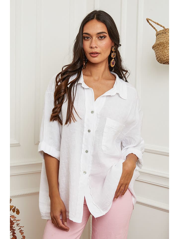 La Compagnie Du Lin Lniana bluzka w kolorze białym rozmiar: M