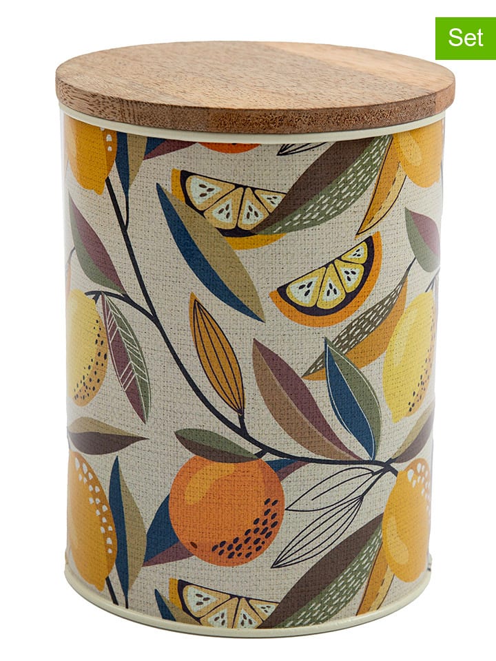 SiL Interiors Pojemniki (2 szt.) w kolorze turkusowo-kremowym - wys. 13,5 x Ø 10 cm rozmiar: onesize