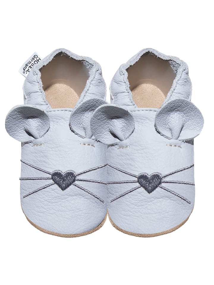 Hobea Skórzane buty niemowlęce "Maus" w kolorze jasnoszarym rozmiar: 26/27