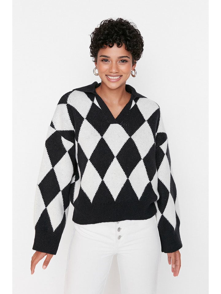 trendyol Sweter w kolorze czarno-białym rozmiar: M