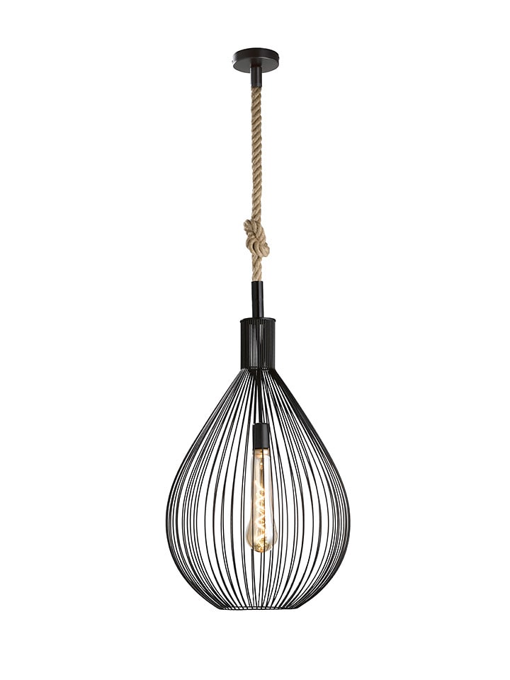 FISCHER & HONSEL Lampa wisząca "Rope" w kolorze czarnym - wys. 140 cm x Ø 48 cm rozmiar: onesize