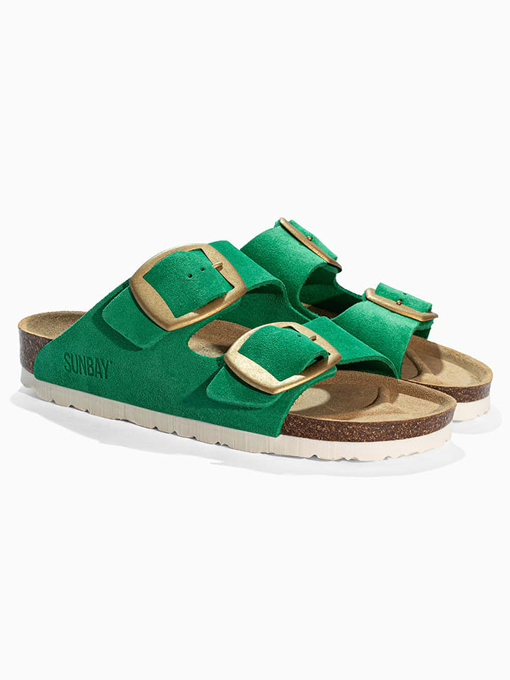 Sunbay Skórzane klapki "Calen" w kolorze zielonym rozmiar: 41