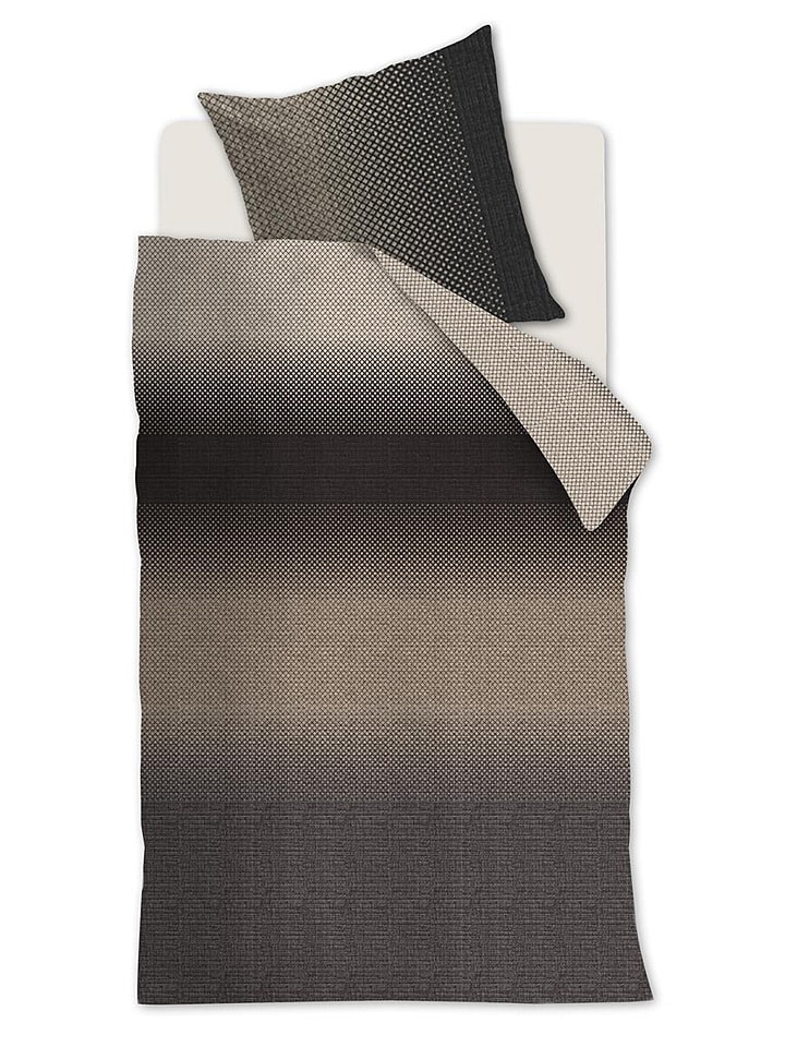 Beddinghouse Komplet pościeli "Duco" w kolorze beżowo-antracytowym rozmiar: 155x220 cm