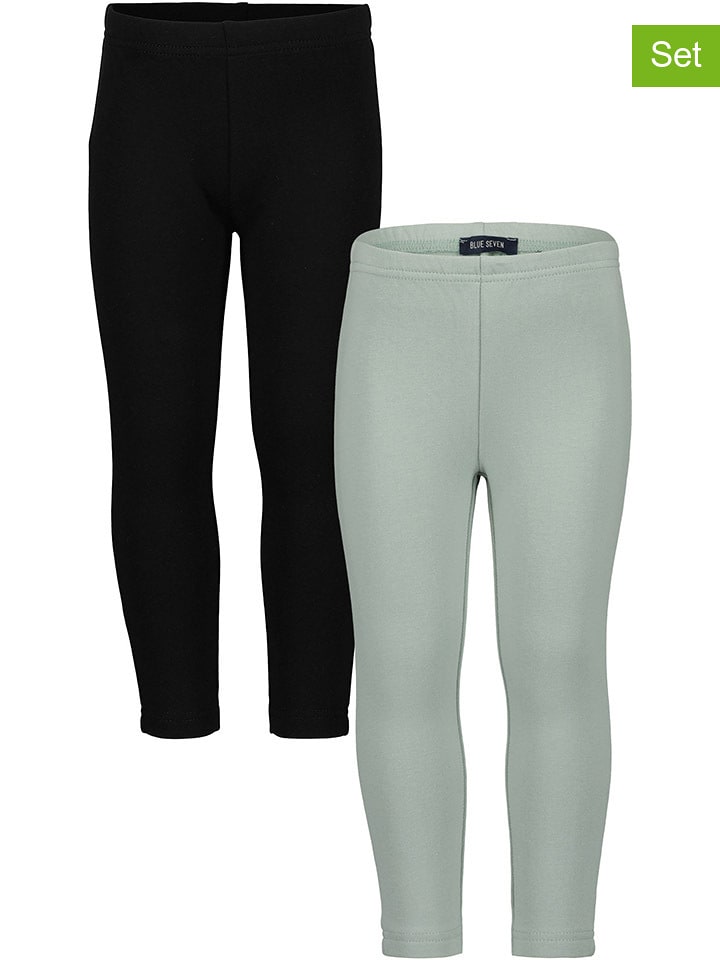 Blue Seven Legginsy (2 pary) w kolorze turkusowo-czarnym rozmiar: 104