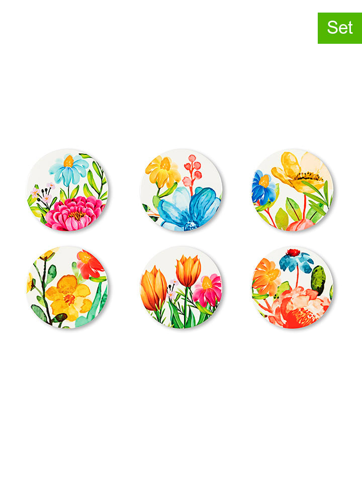 Trendy Kitchen by EXCÉLSA Podkładki (6 szt.) "Blooming" ze wzorem - Ø 10,5 cm rozmiar: onesize
