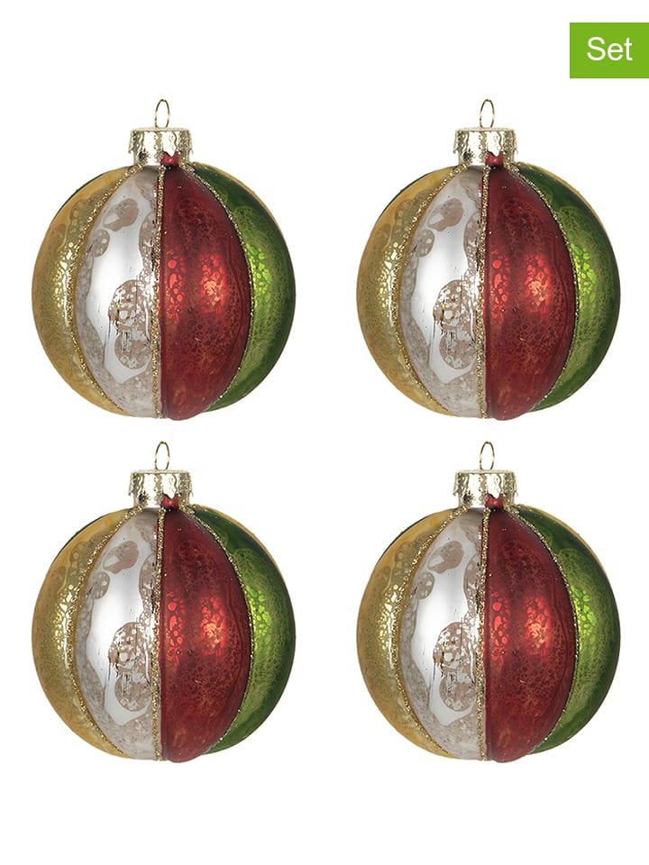 Clayre & Eef Bombki (4 szt.) ze wzorem - Ø 8 cm rozmiar: onesize