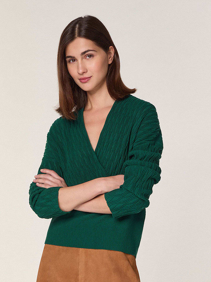 Rodier Wełniany sweter w kolorze zielonym rozmiar: XL