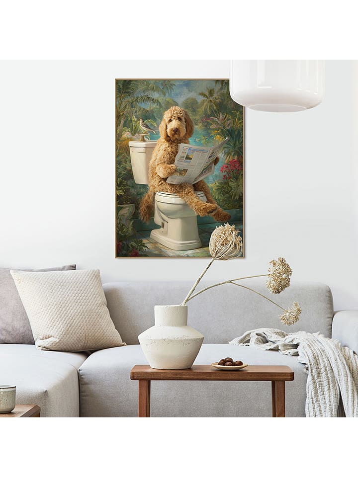 Orangewallz Druk artystyczny "Labradoodle Break" w ramce rozmiar: 50x70 cm