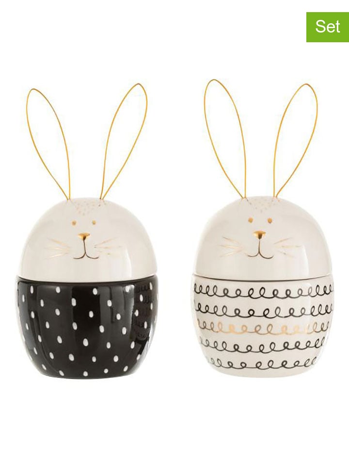 J Line Pojemniki (2 szt.) w kolorze biało-czarnym - wys. 19,5 x Ø 10,5 cm rozmiar: onesize