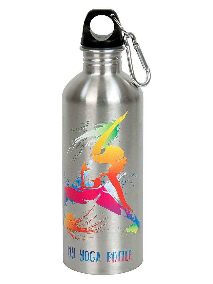 Könitz Bidon "Yoga" w kolorze srebrnym ze wzorem - 600 ml rozmiar: onesize