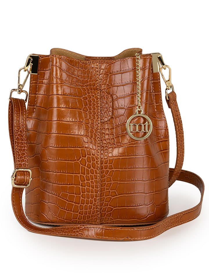 Mia Tomazzi Skórzana torebka w kolorze jasnobrązowym - 20 x 24 x 15 cm rozmiar: onesize