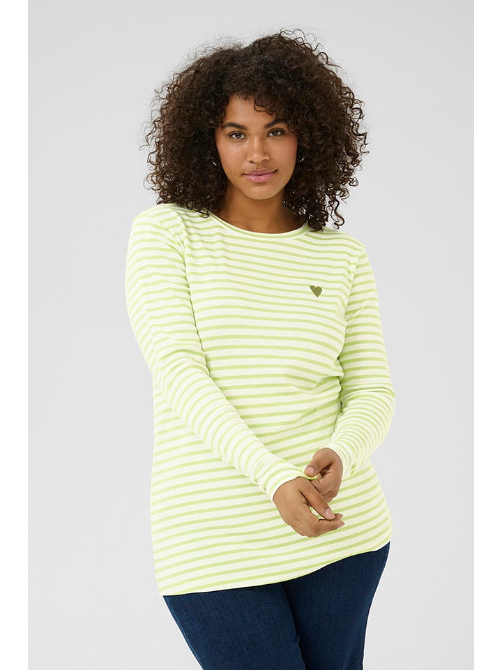 KAFFE curve Koszulka w kolorze biało-jasnozielonym rozmiar: L