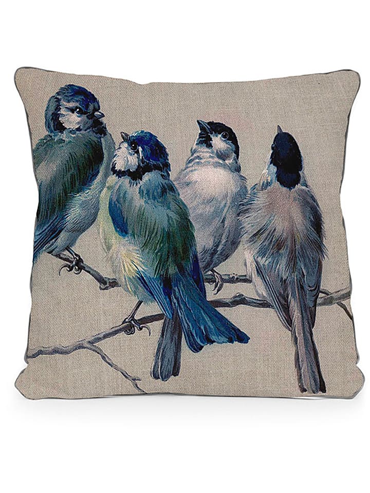 Madre Selva Poszewka "Blue Birds" w kolorze beżowo-niebieskim na poduszkę - 45 x 45 cm rozmiar: onesize