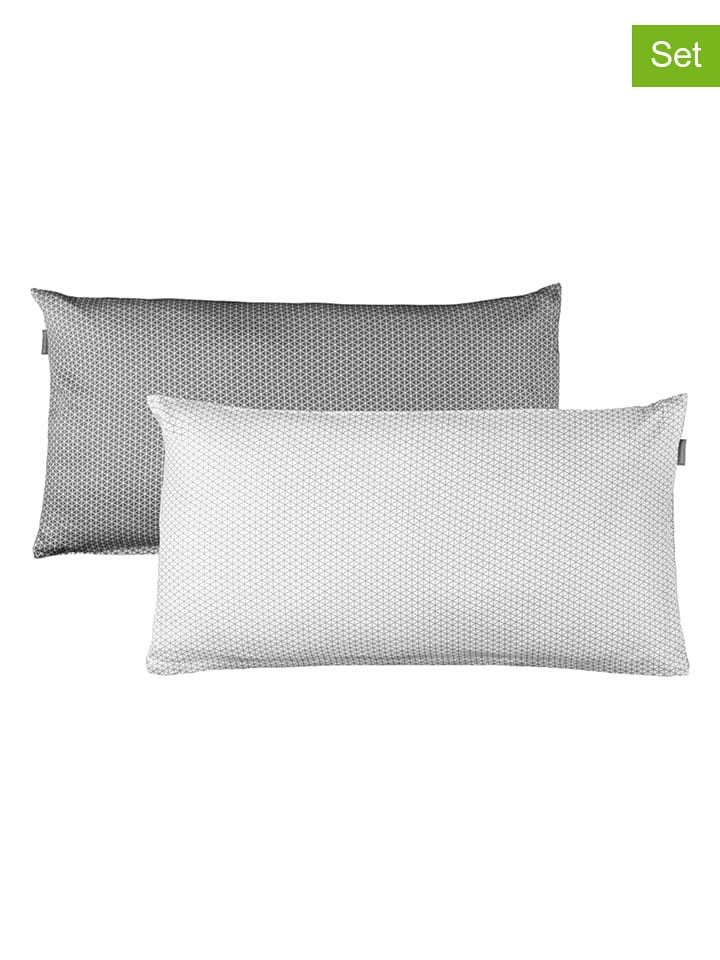 Schiesser Poszewki (2 szt.) w kolorze antracytowo-białym na poduszkę rozmiar: 40x80 cm