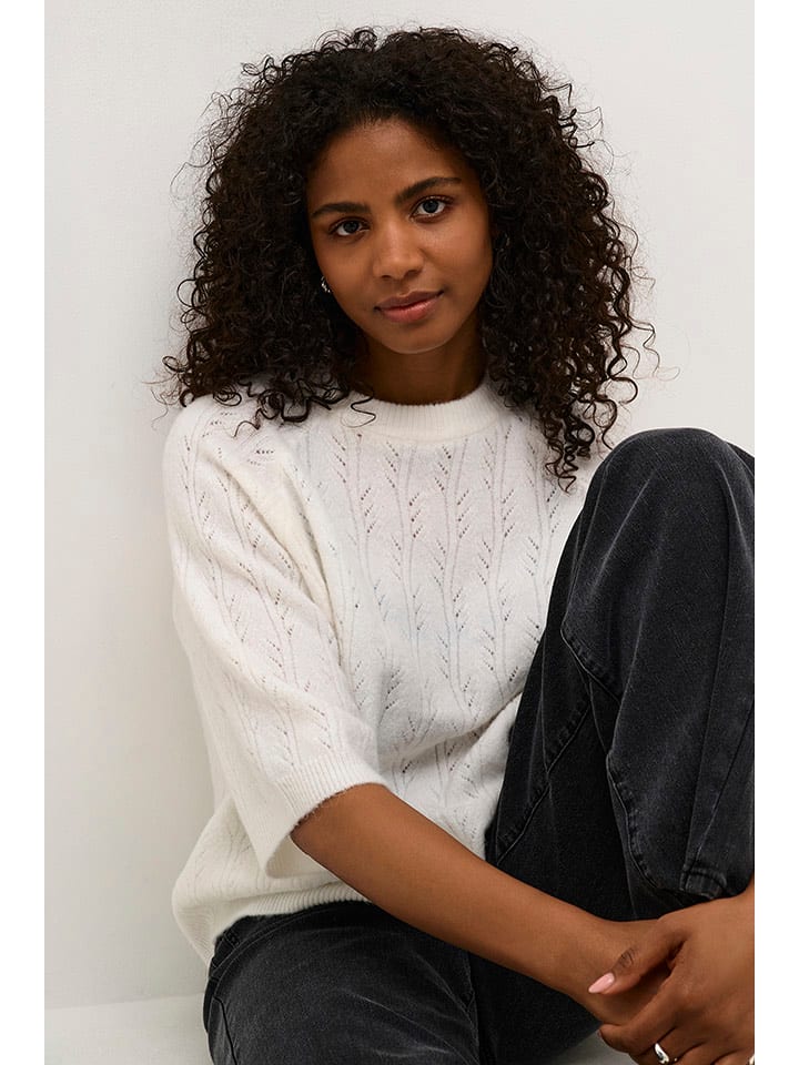 Kaffe Koszulka "Atella" w kolorze kremowym rozmiar: S