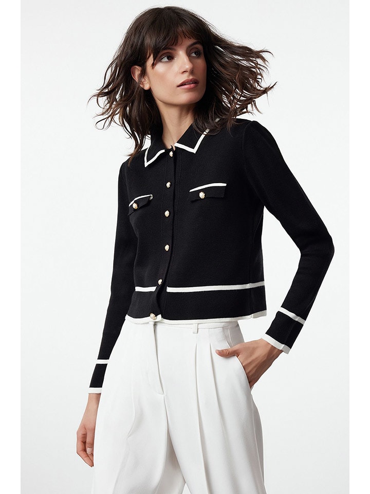 trendyol Kardigan w kolorze czarno-białym rozmiar: M