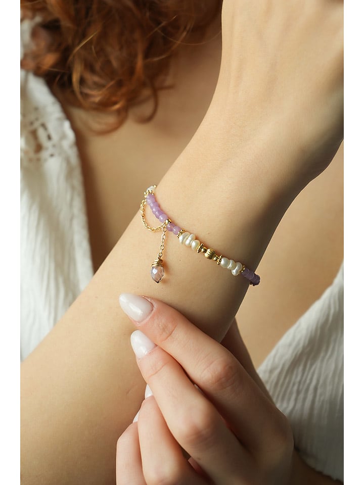 Pierres delicates Pozłacana bransoletka z ametystem i kamieniami ozdobnymi rozmiar: onesize