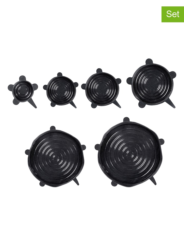 Wenko Pokrywki silikonowe (6 szt.) "Loui" w kolorze czarnym rozmiar: onesize