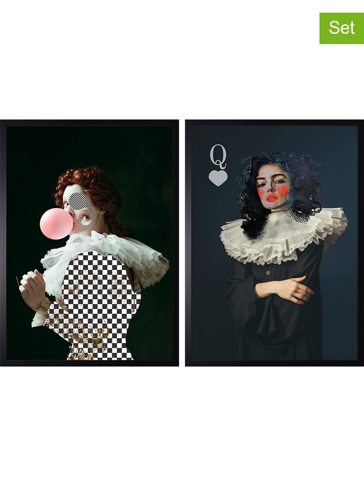 Ars Longa Druki artystyczne (2 szt.) "The Queen of Hearts and the Lady of the Chessboard" w ramce - 70 x 50 cm rozmiar: onesize