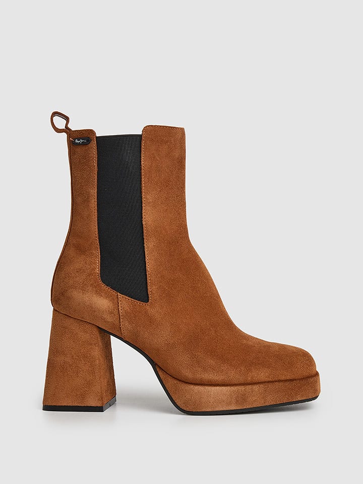 Pepe Jeans FOOTWEAR Skórzane botki "Abba" w kolorze jasnobrązowym rozmiar: 39