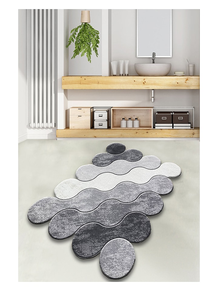 Colourful Cotton Dywanik łazienkowy "Circle" w kolorze szarym rozmiar: 70x120 cm