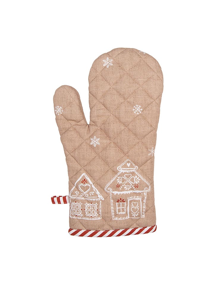 Clayre & Eef Rękawica kuchenna w kolorze beżowym - 30 x 18 cm rozmiar: onesize