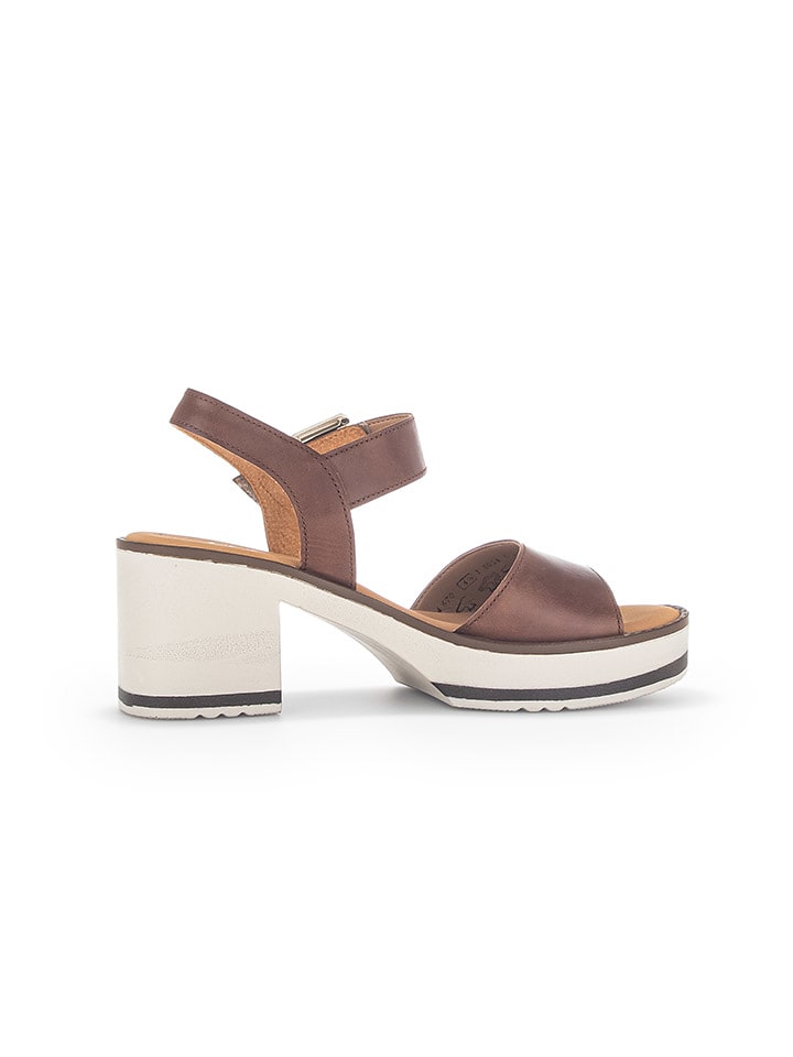 Gabor Skórzane sandały w kolorze brązowym na obcasie rozmiar: 37