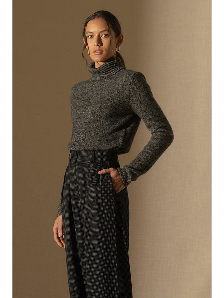 Perfect Cashmere Kaszmirowy golf "Willow" w kolorze czarno-białym rozmiar: XXL