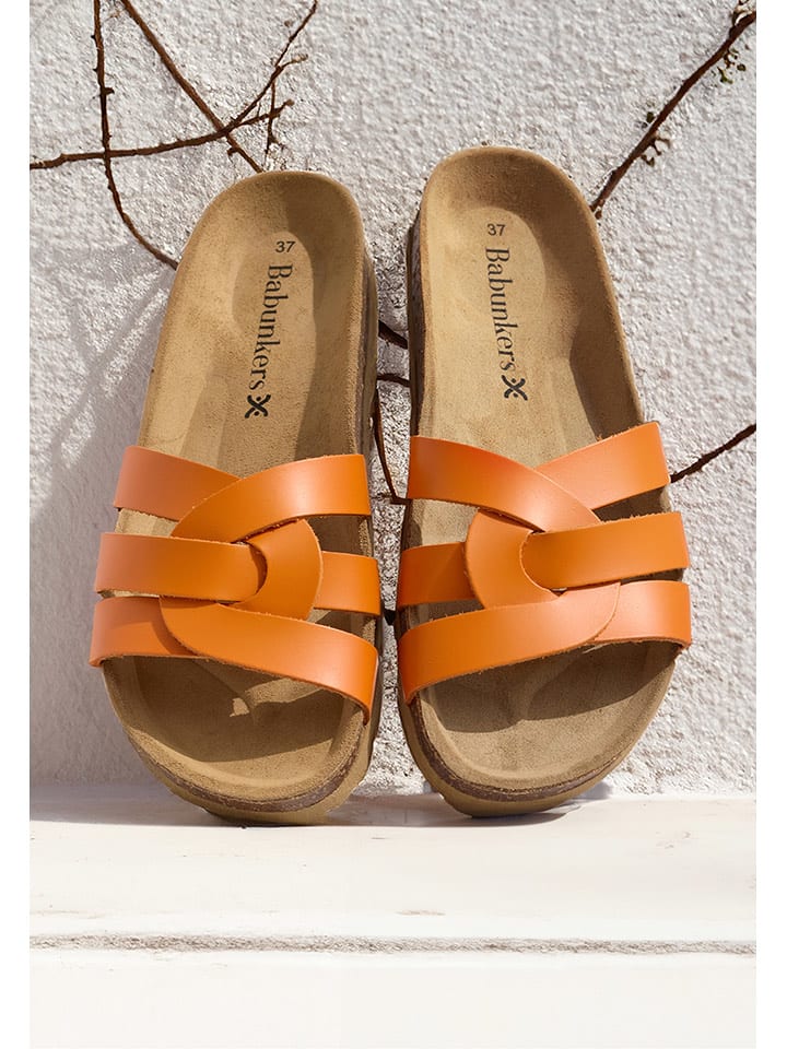 BABUNKERS Family Skórzane klapki w kolorze pomarańczowym rozmiar: 36