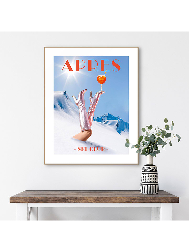 Orangewallz Druk artystyczny "Apres Ski Club" w ramce rozmiar: 40x50 cm