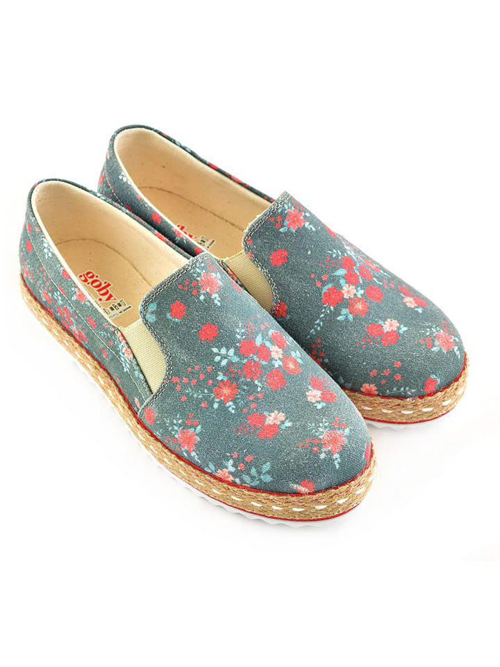 Goby Espadryle w kolorze ciemnozielonym ze wzorem rozmiar: 41