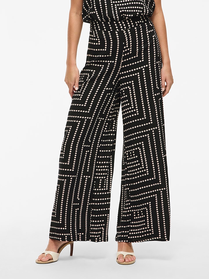 Vila Spodnie w kolorze czarno-beżowym rozmiar: 40