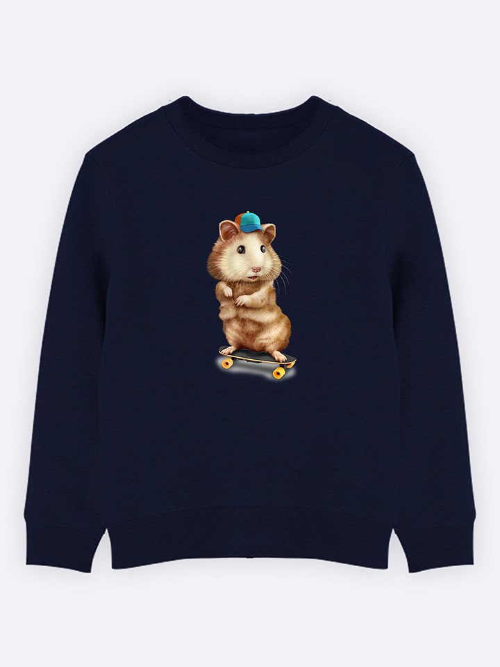 WOOOP Bluza "Skateboard Hamster" w kolorze granatowym rozmiar: 140