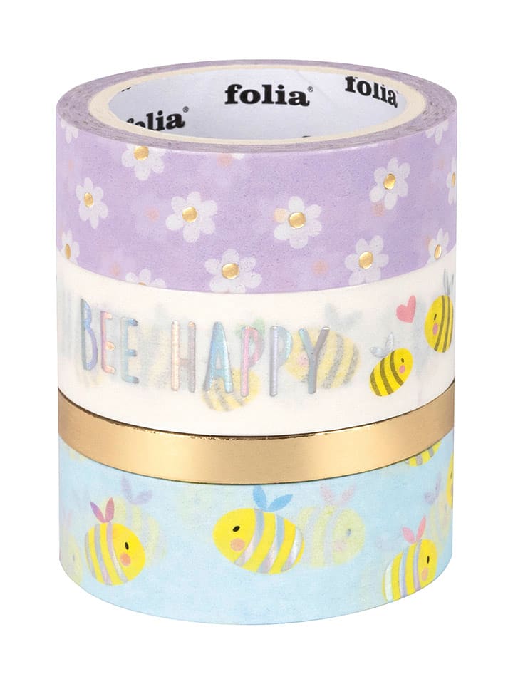 folia PAPER Taśmy klejące "Bees" ze wzorem - 4 x 5 cm rozmiar: onesize