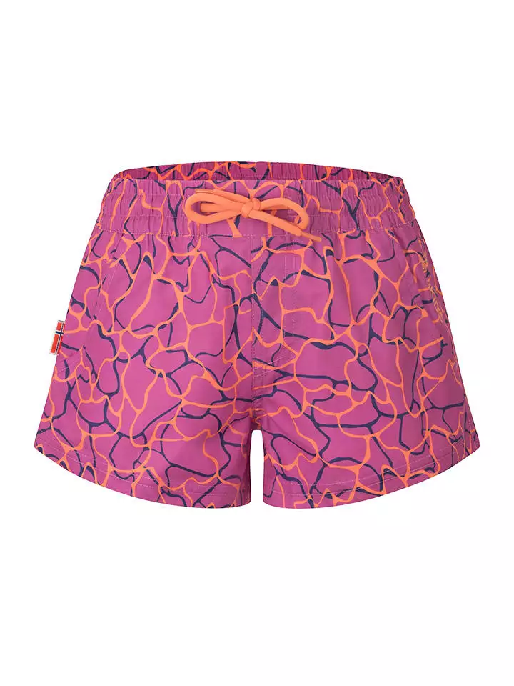 Trollkids Szorty kąpielowe "Haukland" w kolorze różowo-pomarańczowo-granatowym rozmiar: 116