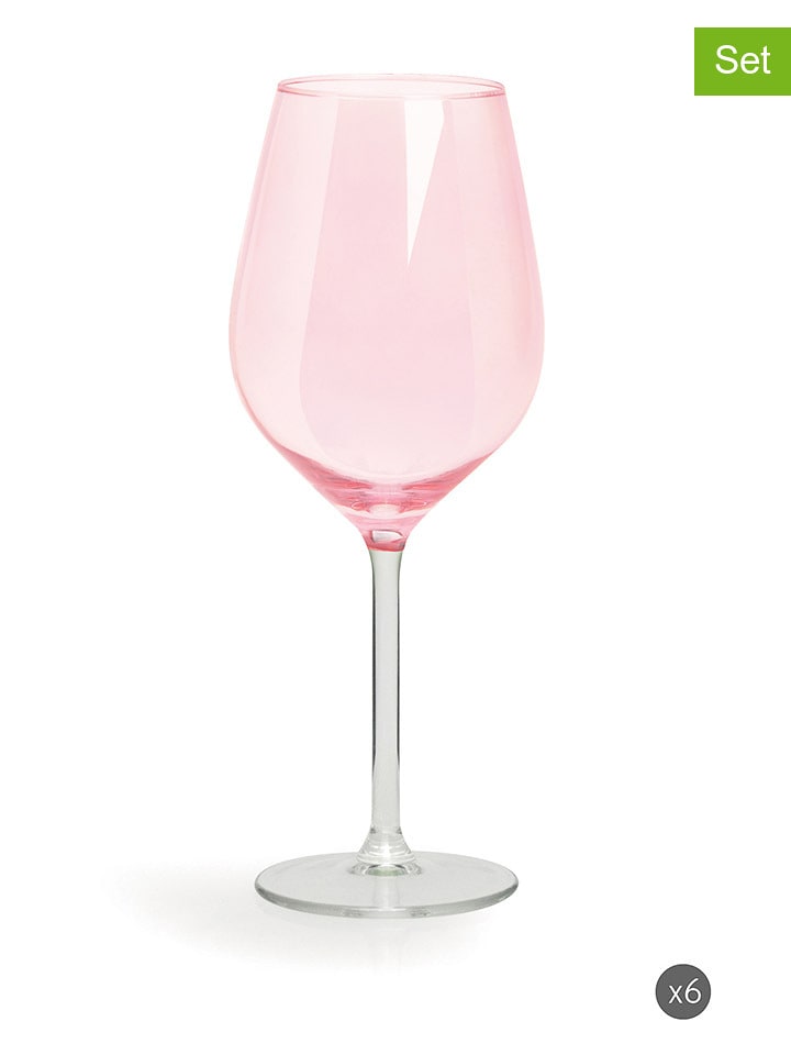 Trendy Kitchen by EXCÉLSA Kieliszki (6 szt.) "Color Wine" w kolorze jasnoróżowym do wina - 500 ml rozmiar: onesize