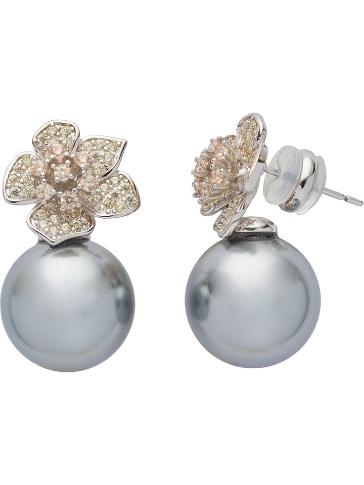 U.S. Polo Assn. Kolczyki-wkrętki z kryształami i perłą rozmiar: onesize