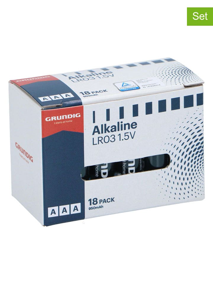 GRUNDIG Baterie alkaliczne (2x 18 szt.) - AAA/LR03 950 mAh rozmiar: onesize