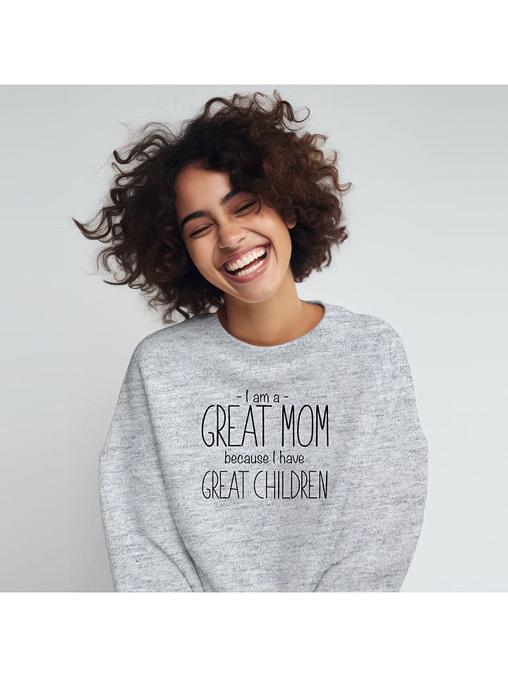 WOOOP Bluza "I am a great Mom because I have great children" w kolorze szarym rozmiar: XS
