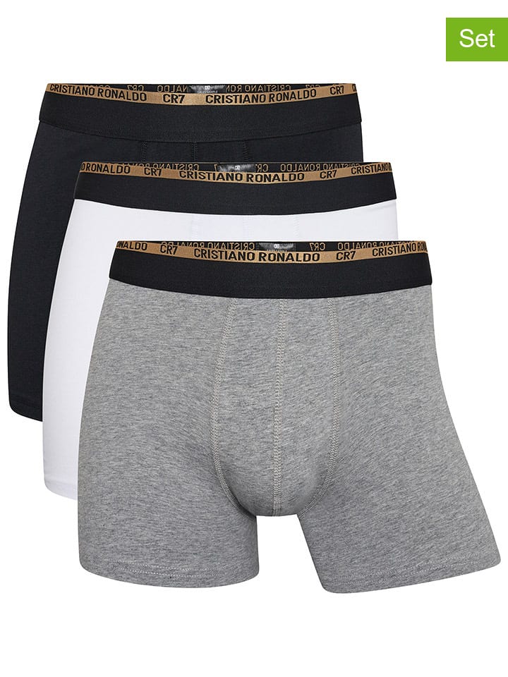 CR7 Bokserki (3 pary) w kolorze czarnym, białym i szarym rozmiar: M