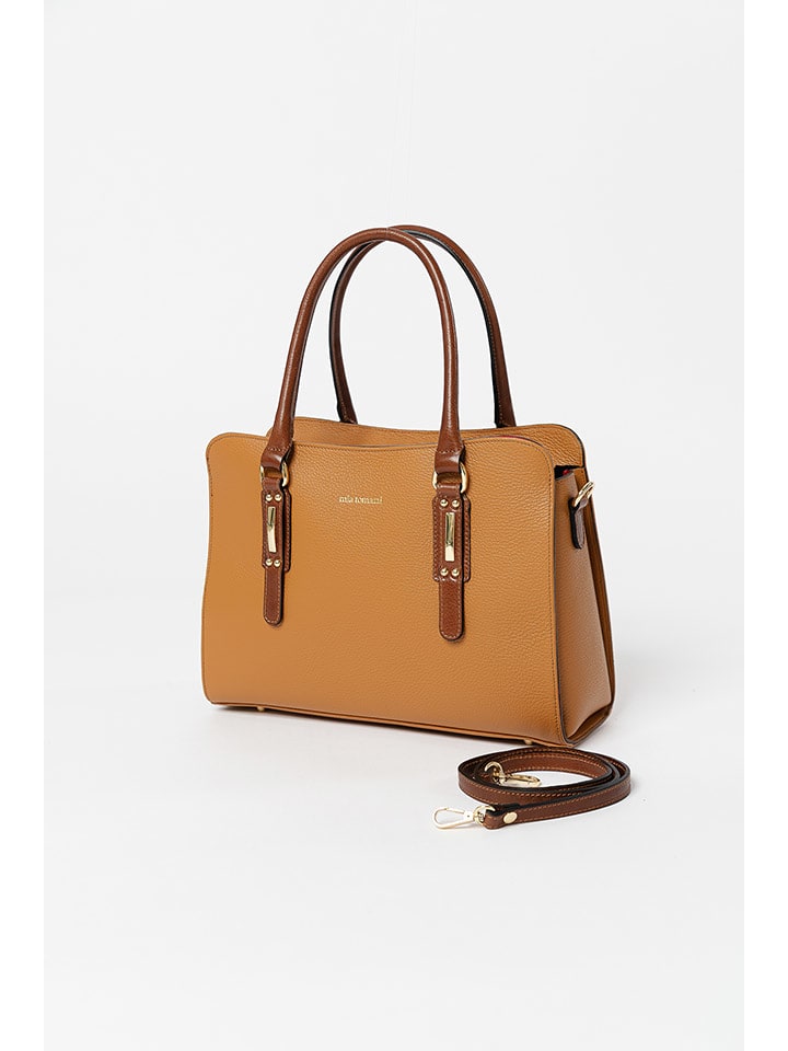 Mia Tomazzi Skórzana torebka w kolorze jasnobrązowym - 34 x 25 x 12 cm rozmiar: onesize