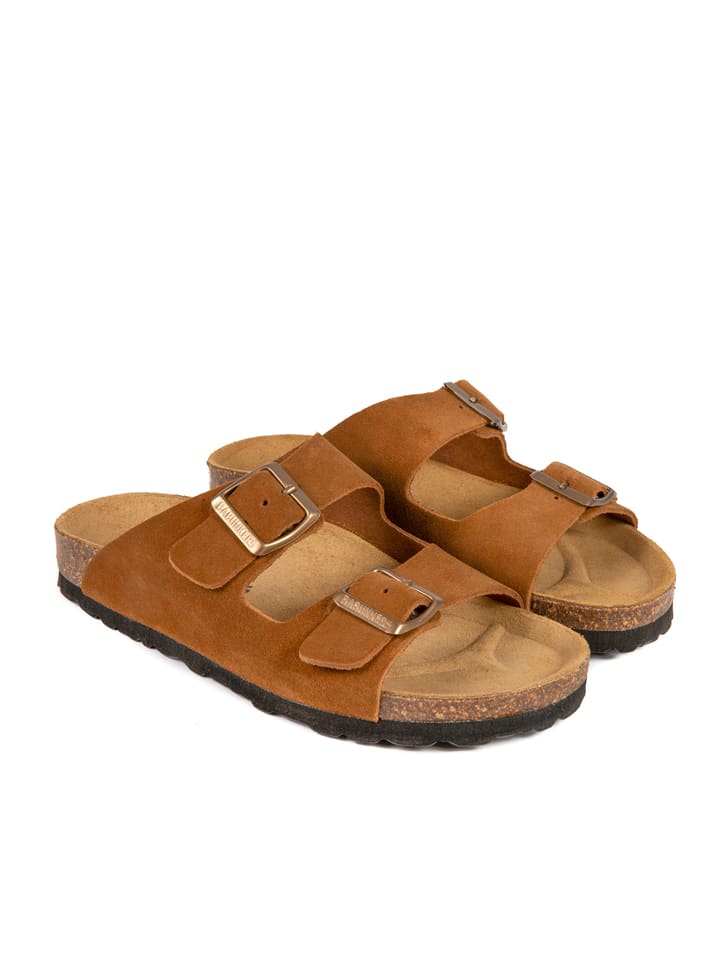 BABUNKERS Family Skórzane klapki w kolorze jasnobrązowym rozmiar: 40